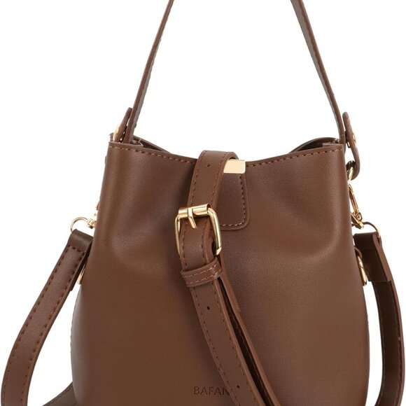 Elegant Crocodile Pattern Bucket Bag | Women’s Designer Shoulder Purse, Brown - Picture 1 of 7